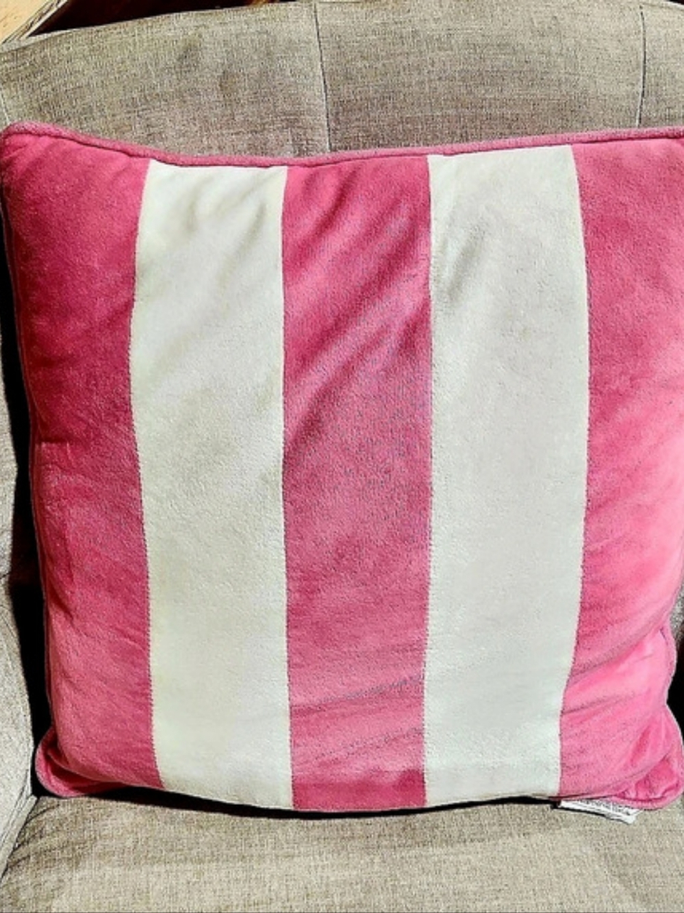 Pink & White Striped Accent Pillow